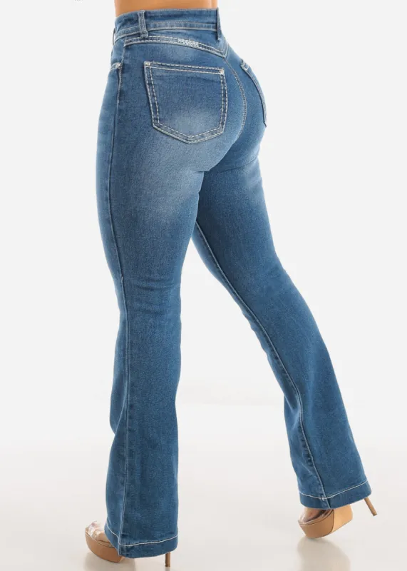 High Waist Levantacola Bootcut Jeans Indigo sold by Moda