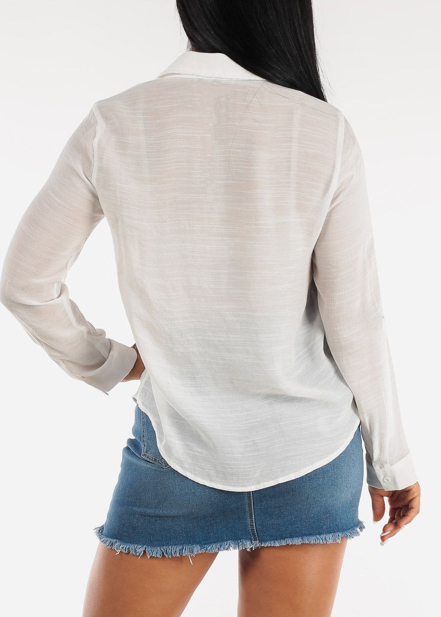 White Button Down Collared Long Sleeve Shirt sold by Moda product image thumbnail 4