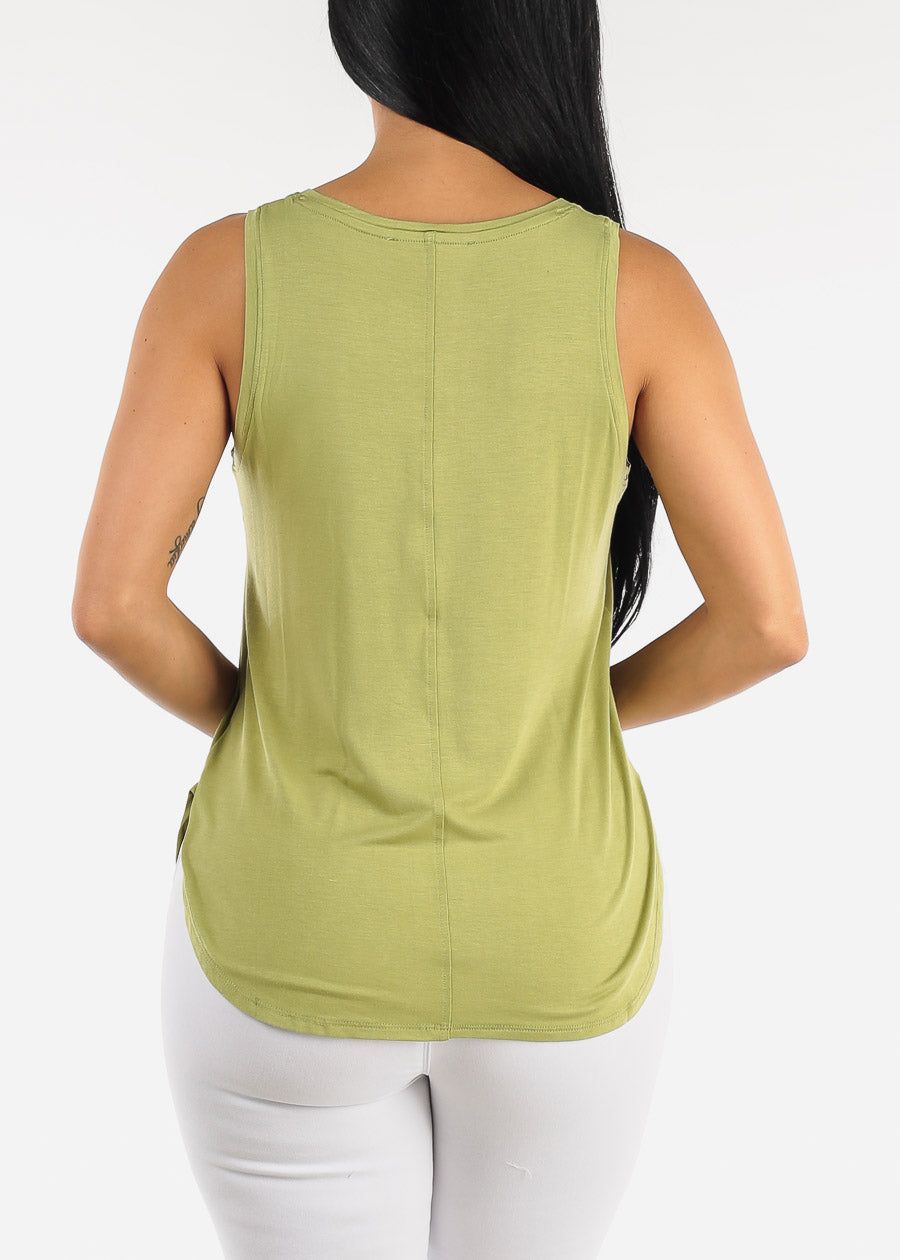 Sleeveless Vneck Tank Top Light Olive sold by Moda product image thumbnail 4
