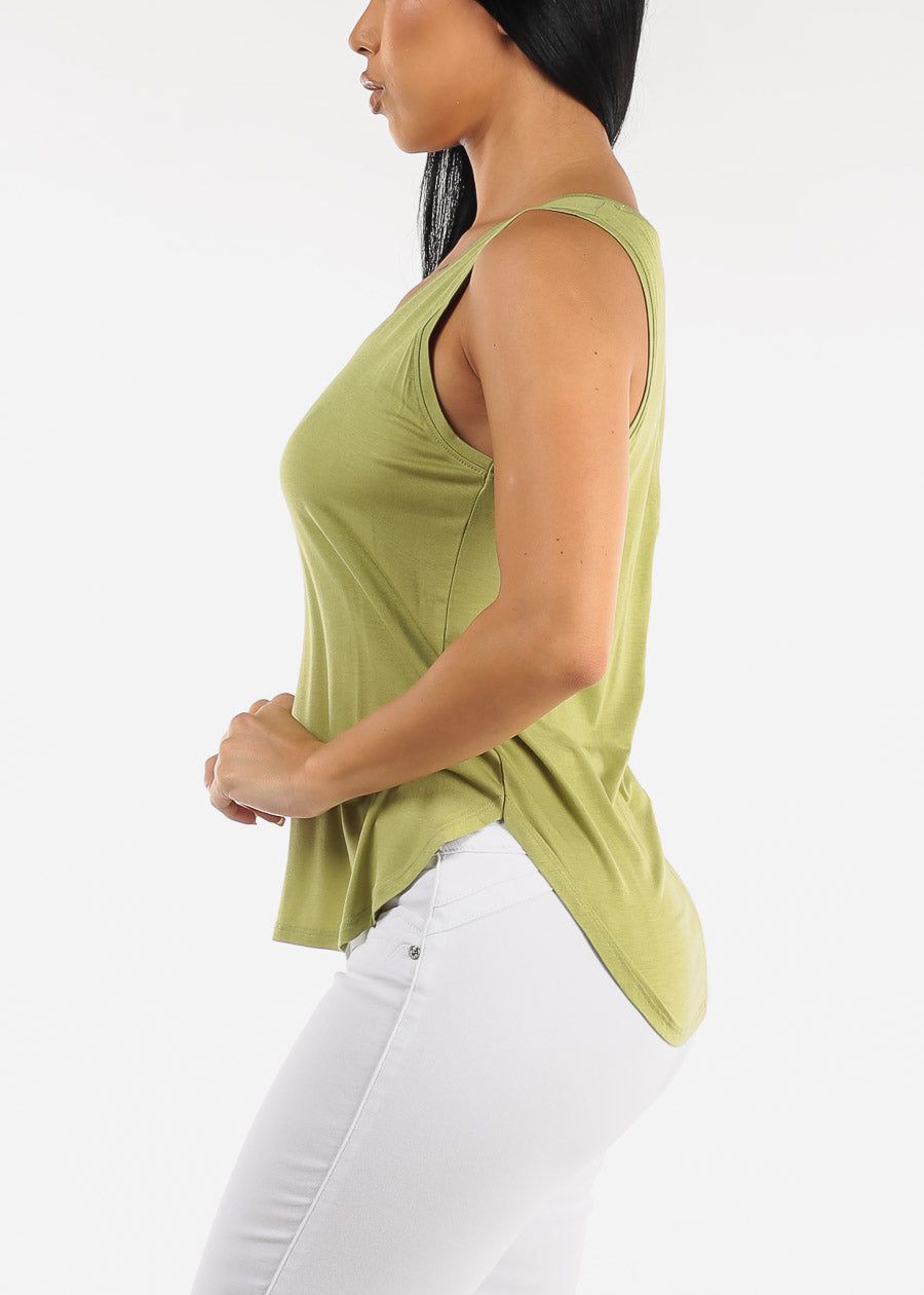 Sleeveless Vneck Tank Top Light Olive sold by Moda product image thumbnail 3