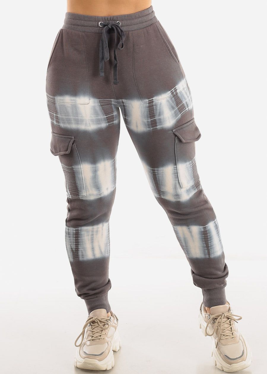 High Waist Tie Dye Jogger Sweatpants Charcoal sold by Moda