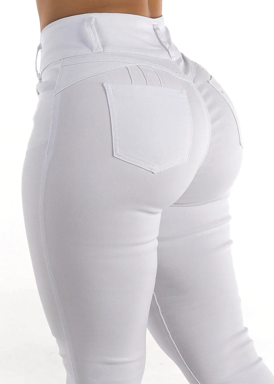 High Waisted White Butt Lifting Jeggings sold by Moda