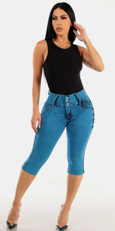 Black Crewneck Butt Lift Denim Set sold by Moda