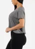 Short Sleeve Vneck Ultra Soft Crop Top Heather Black sold by Moda