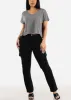 Short Sleeve Vneck Ultra Soft Crop Top Heather Black sold by Moda
