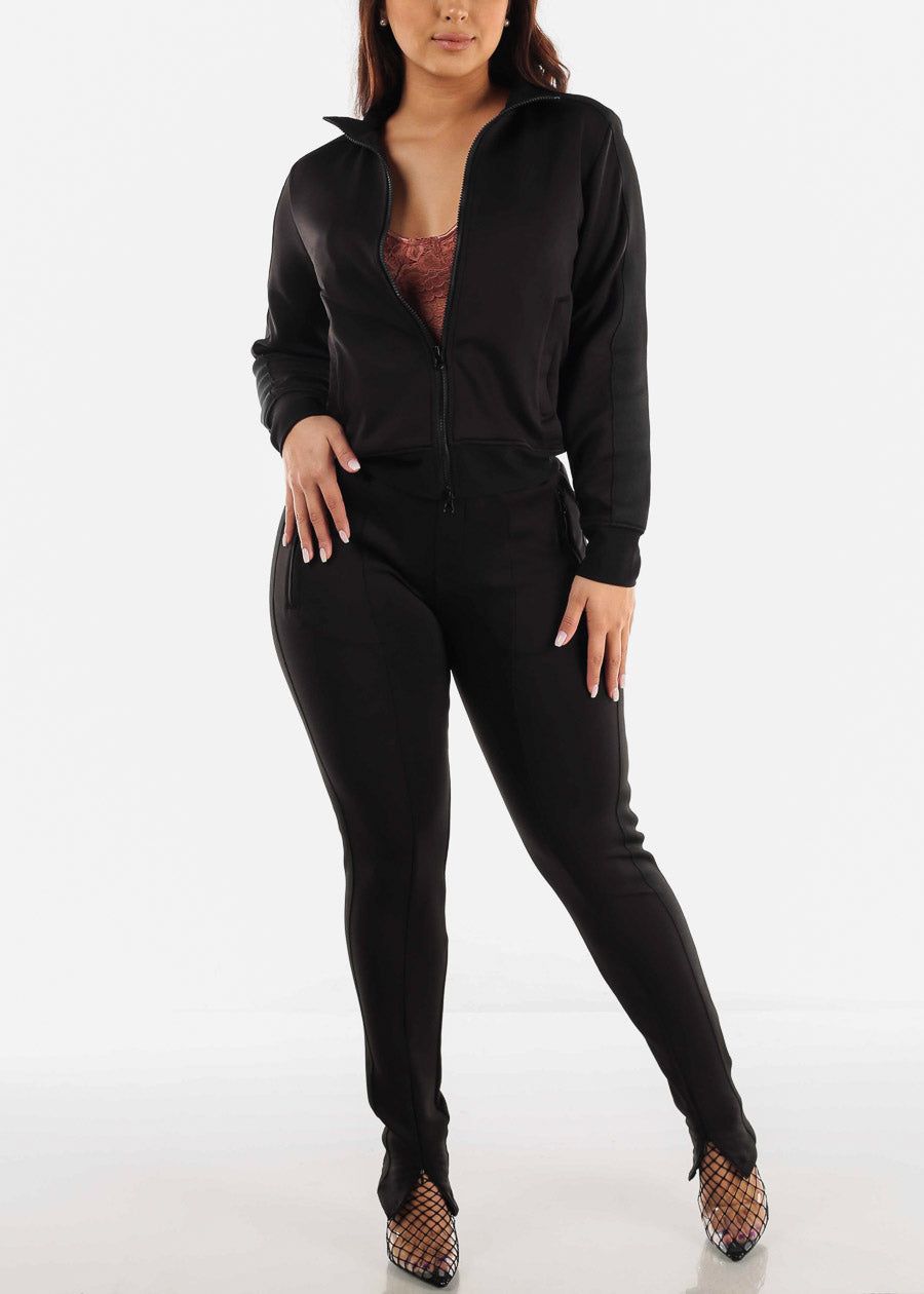 Black Zip Up Tracksuit (2 PCE SET) sold by Moda