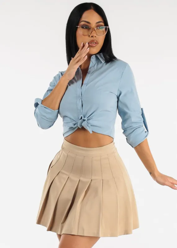 Long Sleeve Light Blue Button Up Shirt sold by Moda