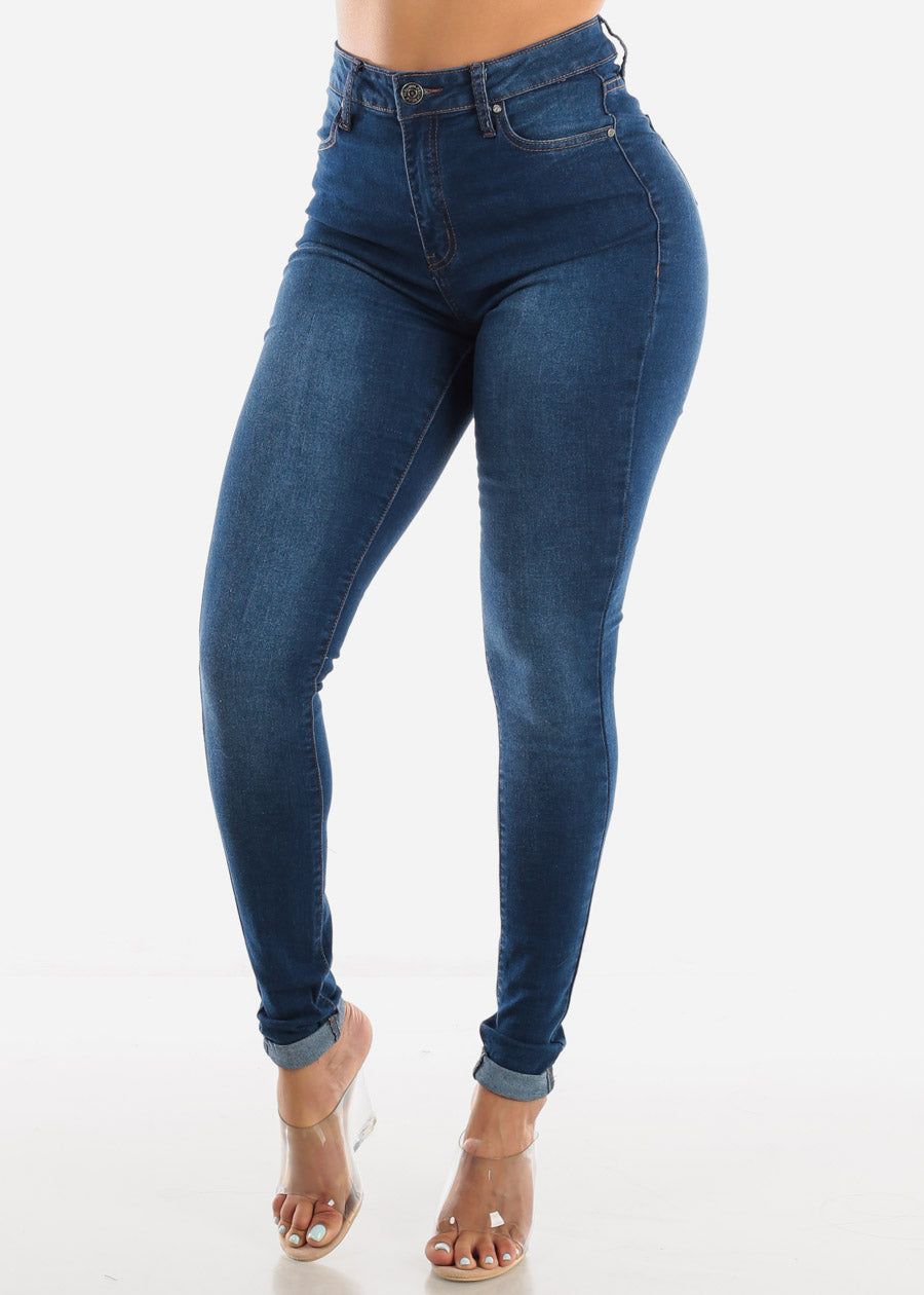 MX JEANS Cuffed Hem High Rise Jeans sold by Moda