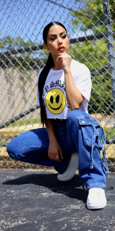 Graphic Butt Lift Cargo Denim Set sold by Moda