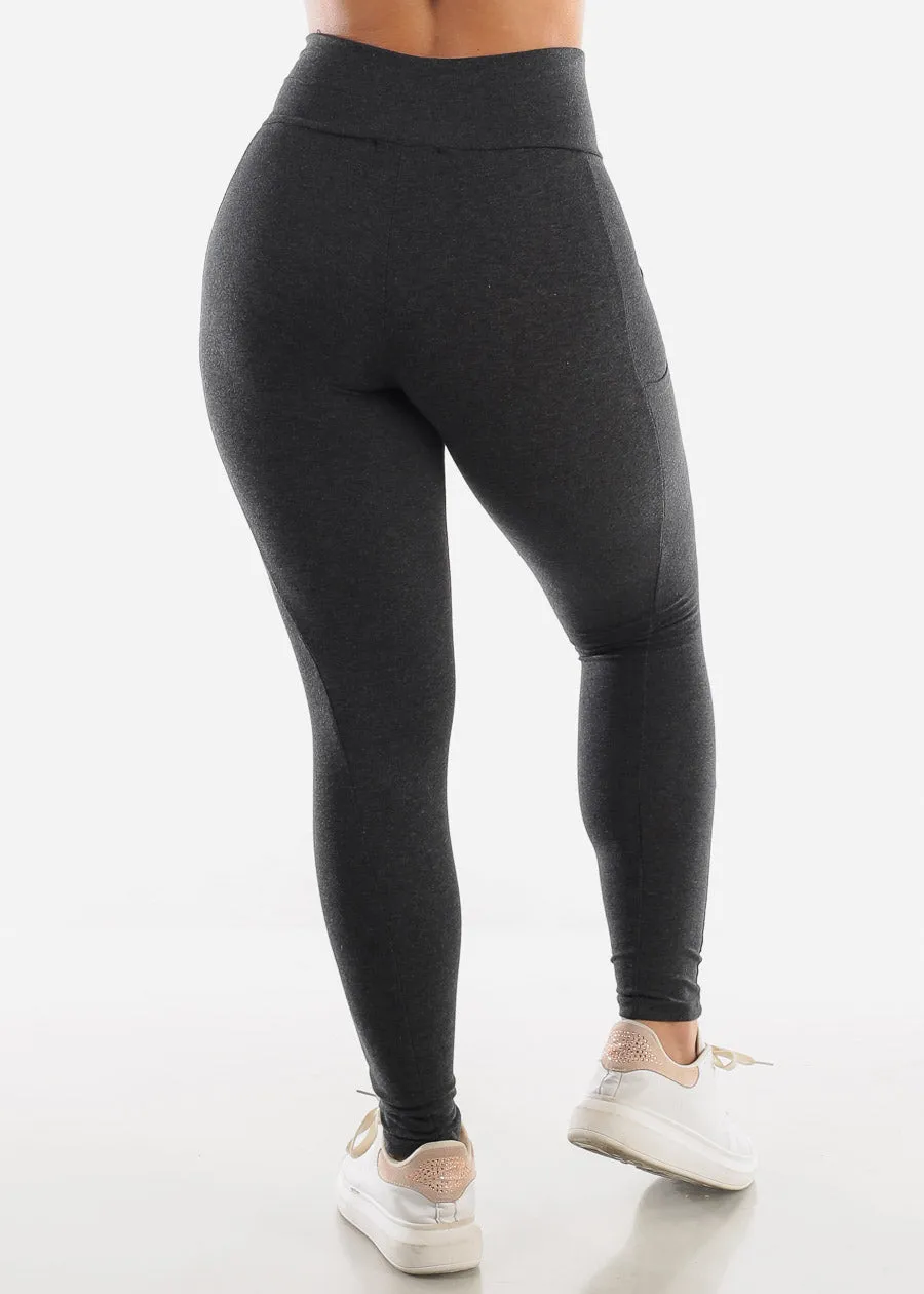 Activewear High Waisted Charcoal Leggings with phone pocket sold by Moda product image thumbnail 3