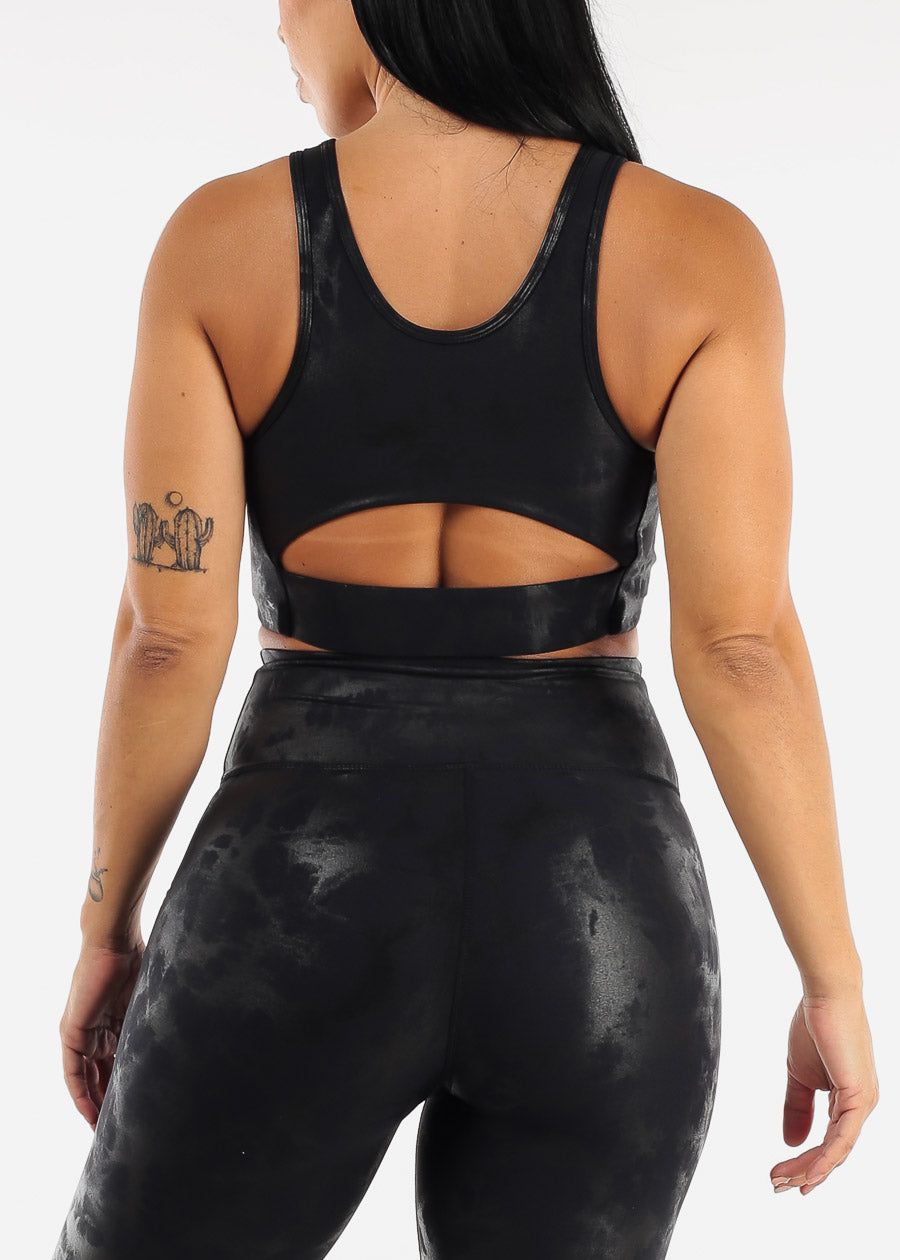 MONO B Black Metallic Foil Cut Out Back Navy Sports Bra sold by Moda product image thumbnail 6