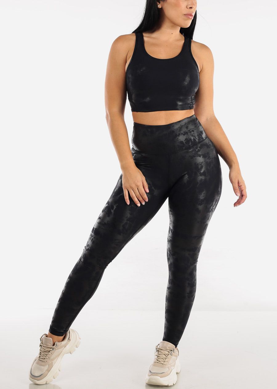 MONO B Black Metallic Foil Cut Out Back Navy Sports Bra sold by Moda product image thumbnail 4