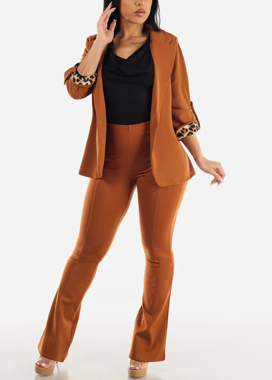 Spandex Waist Pull On Dressy Flared Pants Brown sold by Moda product image thumbnail 2