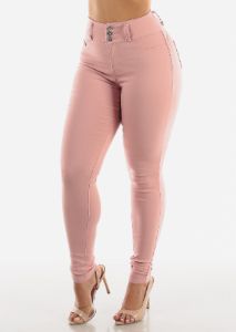 High Waist Butt Lift Levanta Cola Pink Jeggings sold by Moda