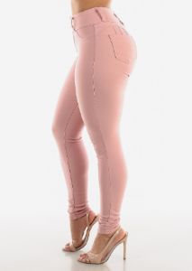 High Waist Butt Lift Levanta Cola Pink Jeggings sold by Moda