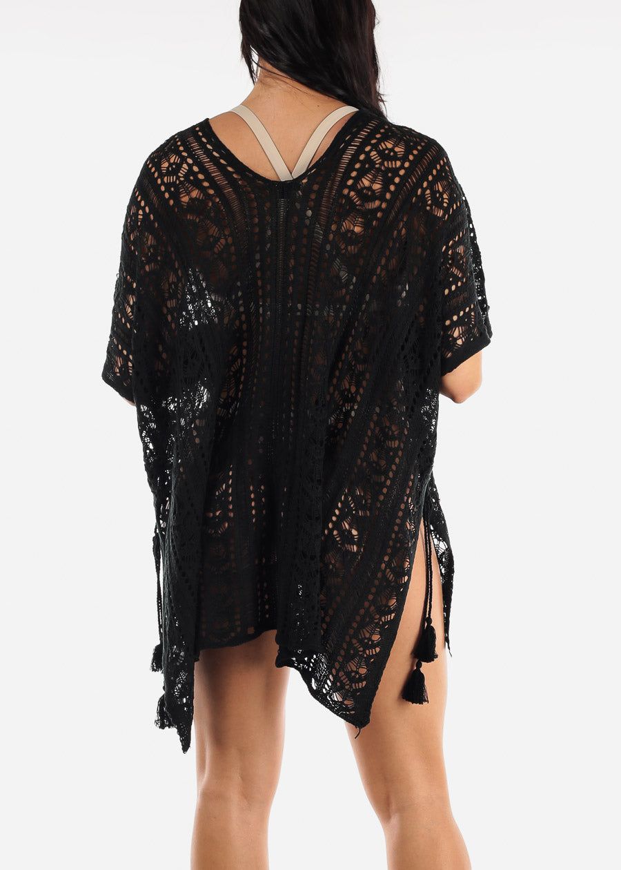 Black Knitted Cover Up Lace Up Sides sold by Moda product image thumbnail 4