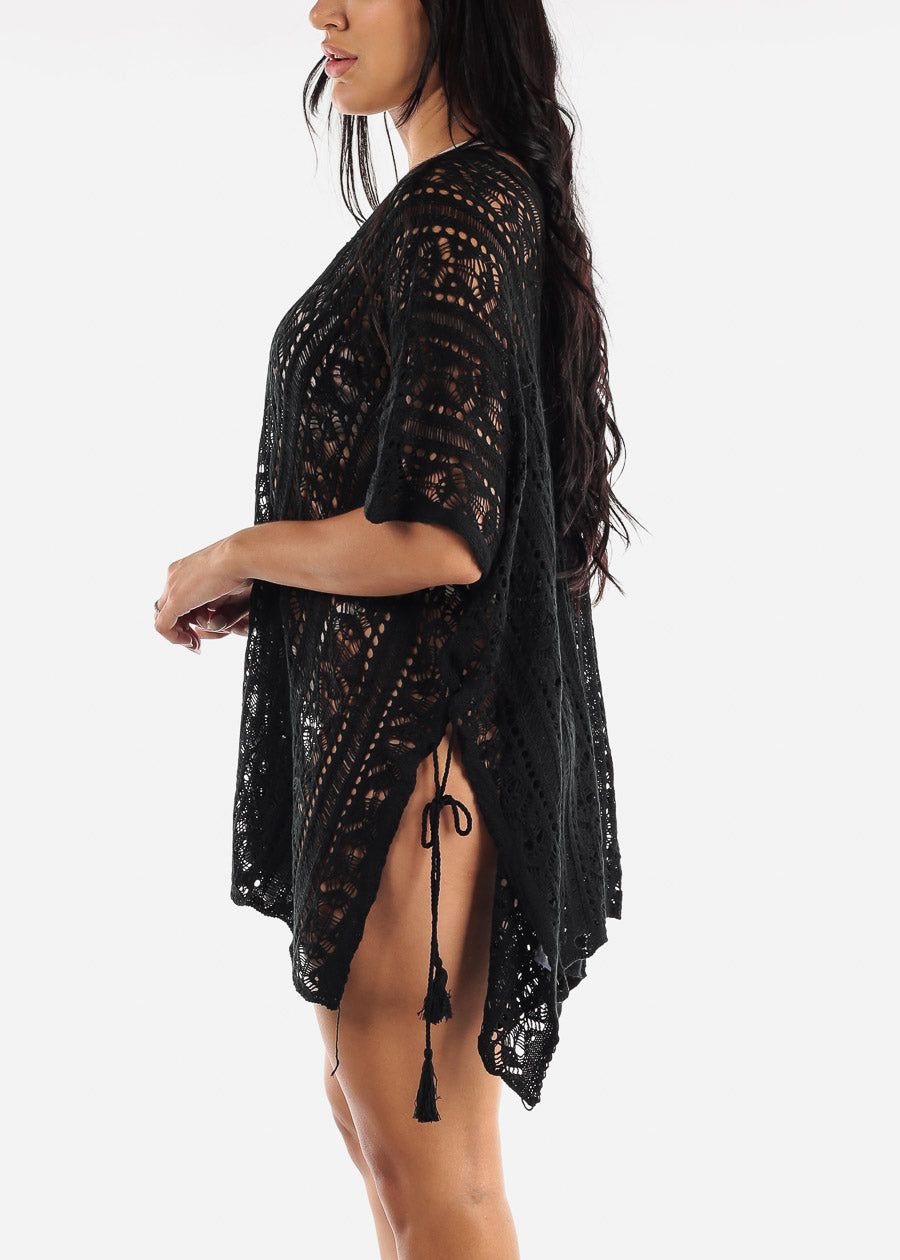 Black Knitted Cover Up Lace Up Sides sold by Moda product image thumbnail 3
