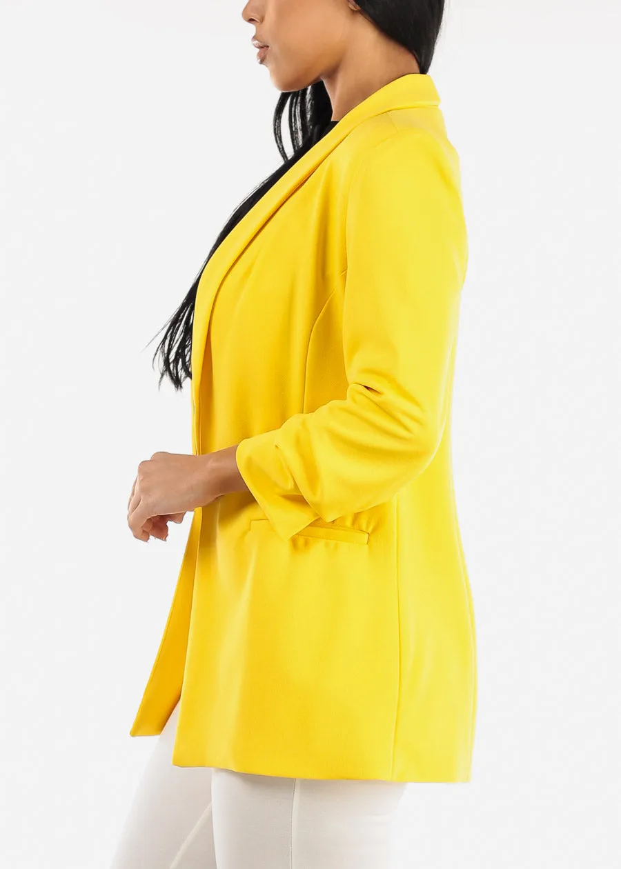 Quarter Sleeve Open Front Blazer Yellow sold by Moda product image thumbnail 3
