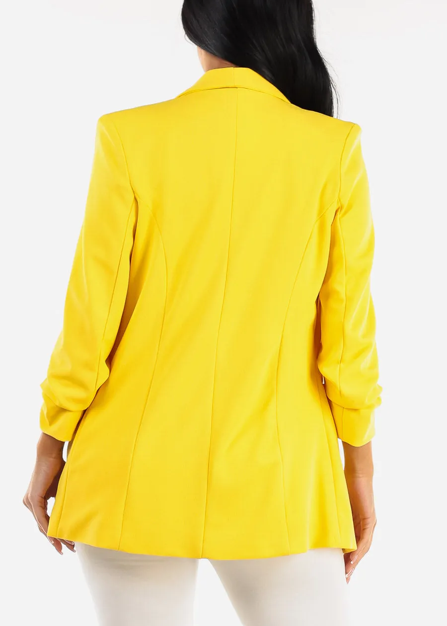 Quarter Sleeve Open Front Blazer Yellow sold by Moda product image thumbnail 4