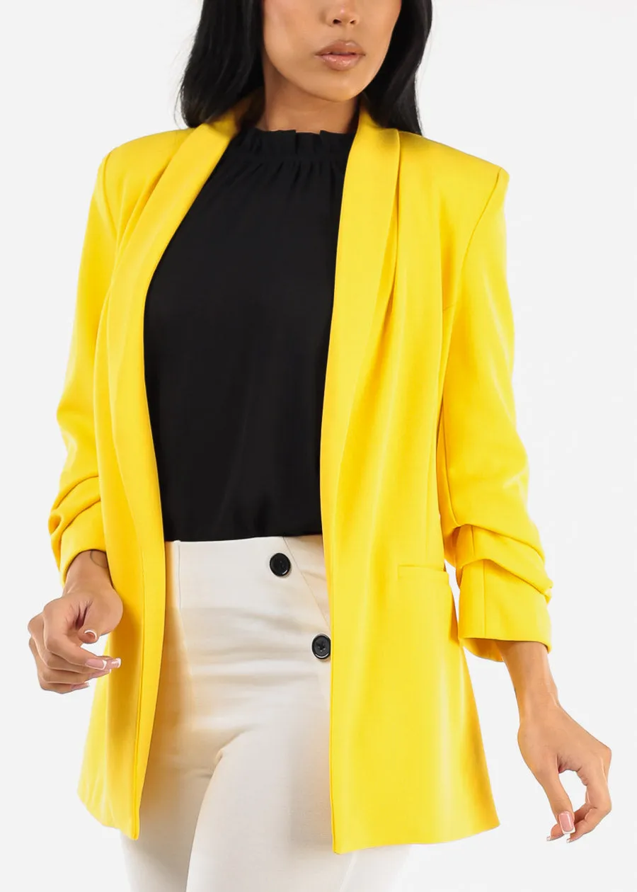 Quarter Sleeve Open Front Blazer Yellow sold by Moda product image thumbnail 5