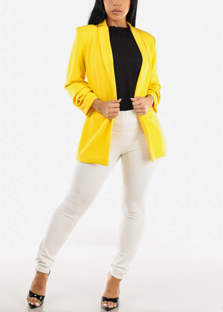 Quarter Sleeve Open Front Blazer Yellow sold by Moda product image thumbnail 2