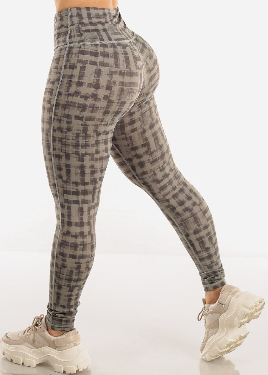 High Waisted Printed Activewear Leggings Grey sold by Moda product image thumbnail 4