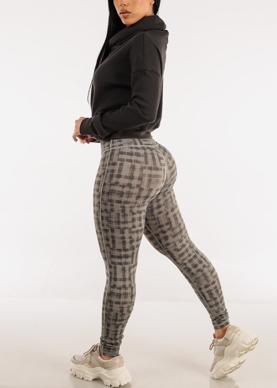 High Waisted Printed Activewear Leggings Grey sold by Moda product image thumbnail 5