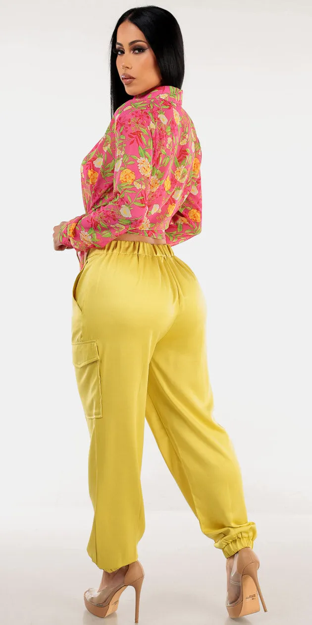 Floral Satin Cargo Joggers Look sold by Moda product image thumbnail 2