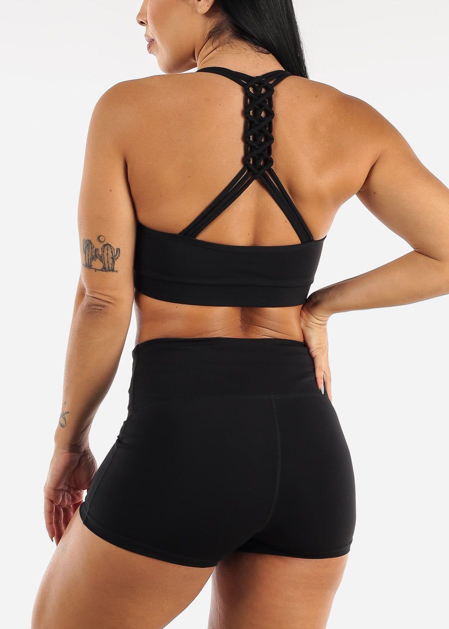 MONO B Black Braided Back Racerback Sports Bra sold by Moda product image thumbnail 2