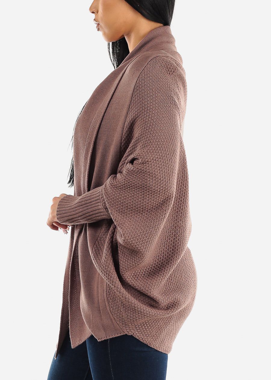 Long Dolman Sleeve Knitted Cardigan Brown sold by Moda product image thumbnail 5