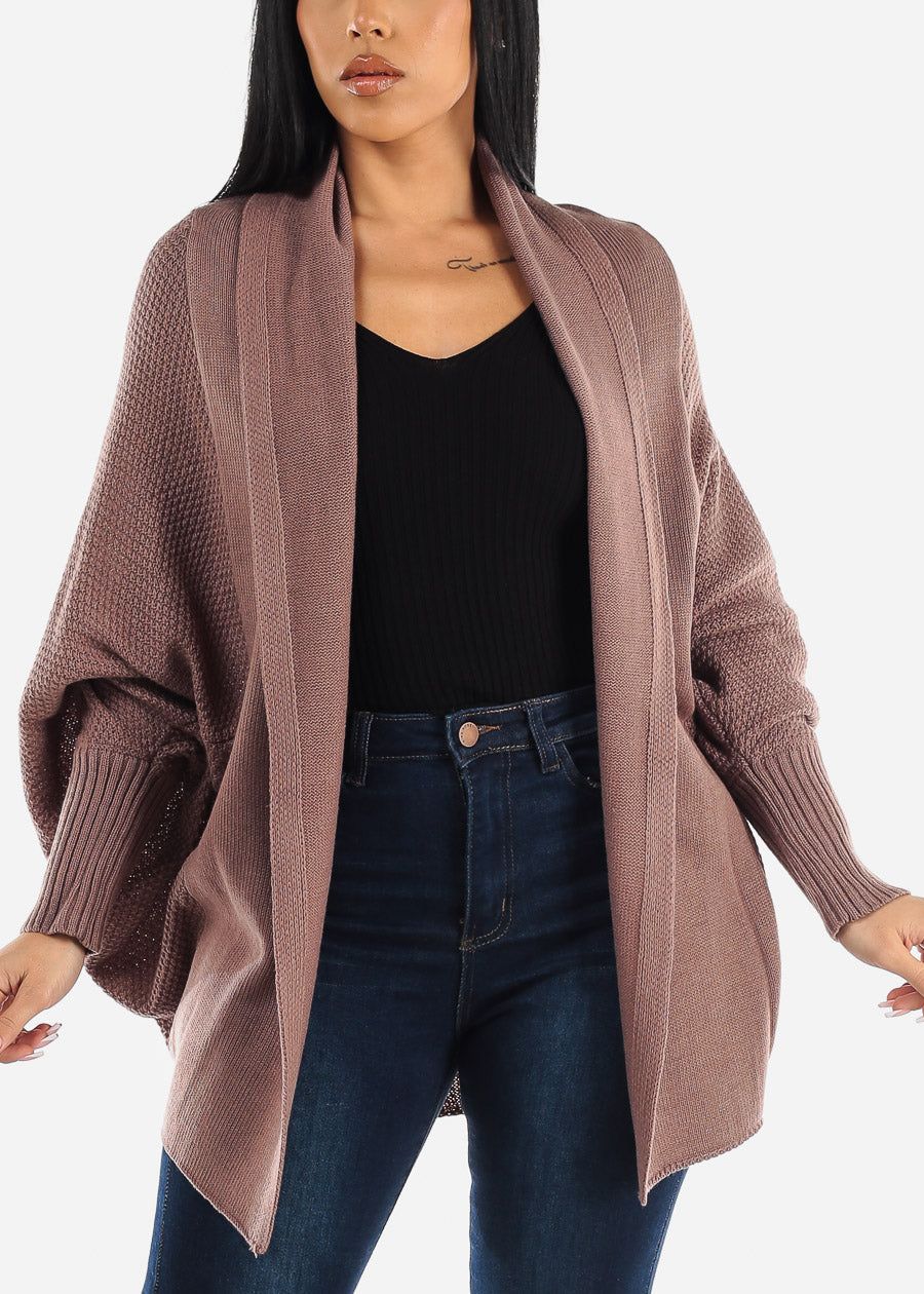 Long Dolman Sleeve Knitted Cardigan Brown sold by Moda product image thumbnail 3