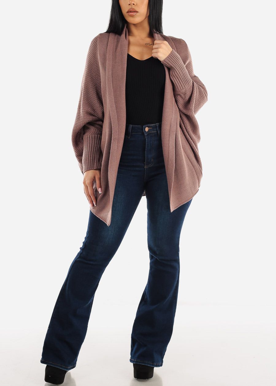 Long Dolman Sleeve Knitted Cardigan Brown sold by Moda product image thumbnail 4