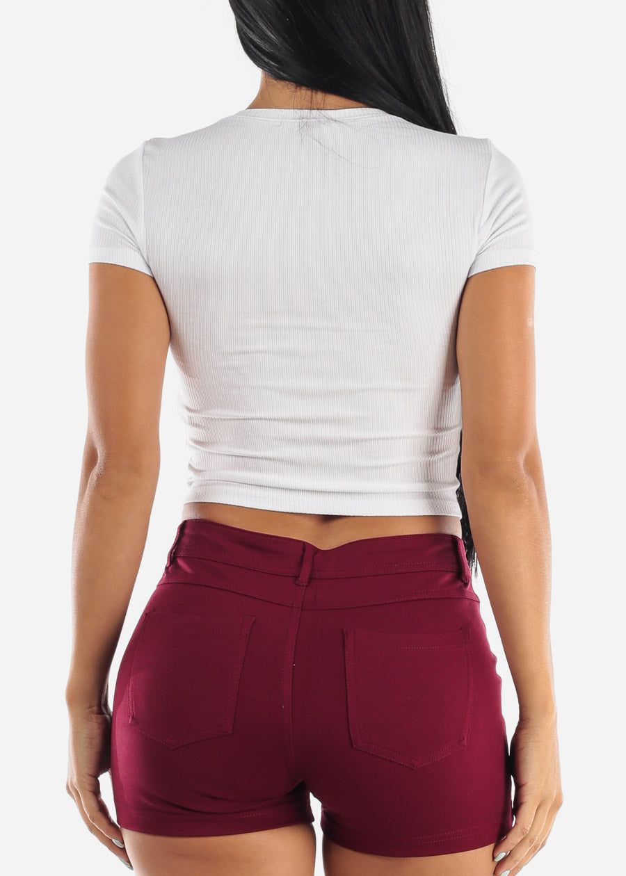 White V-Neck Crop Top sold by Moda product image thumbnail 4