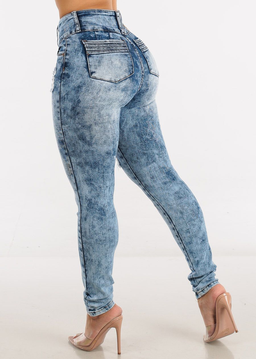Levantacola Distressed Acid Wash Skinny Jeans sold by Moda product image thumbnail 4