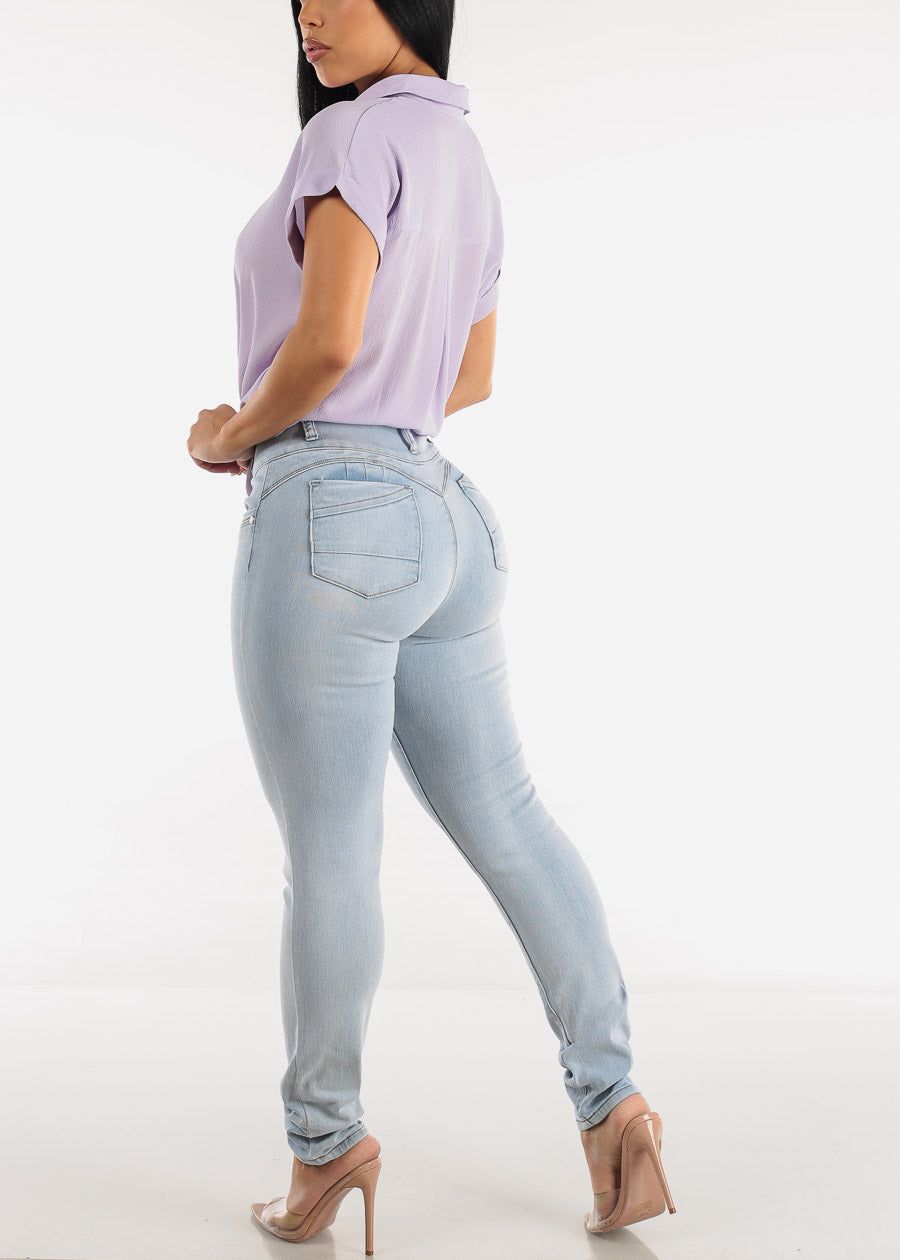 Levantacola High Waisted Light Blue Skinny Jeans sold by Moda product image thumbnail 6