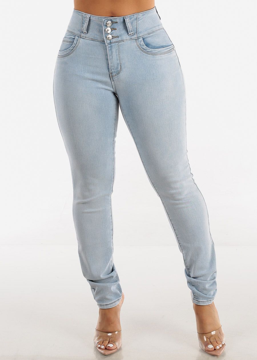 Levantacola High Waisted Light Blue Skinny Jeans sold by Moda product image thumbnail 3