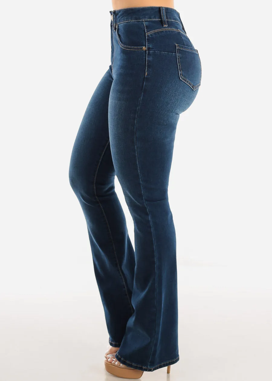 Classic One Button Butt Lifting Bootcut Jeans Dark Blue sold by Moda product image thumbnail 4