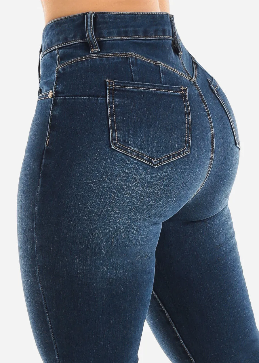 Classic One Button Butt Lifting Bootcut Jeans Dark Blue sold by Moda product image thumbnail 5