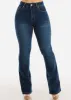 Classic One Button Butt Lifting Bootcut Jeans Dark Blue sold by Moda