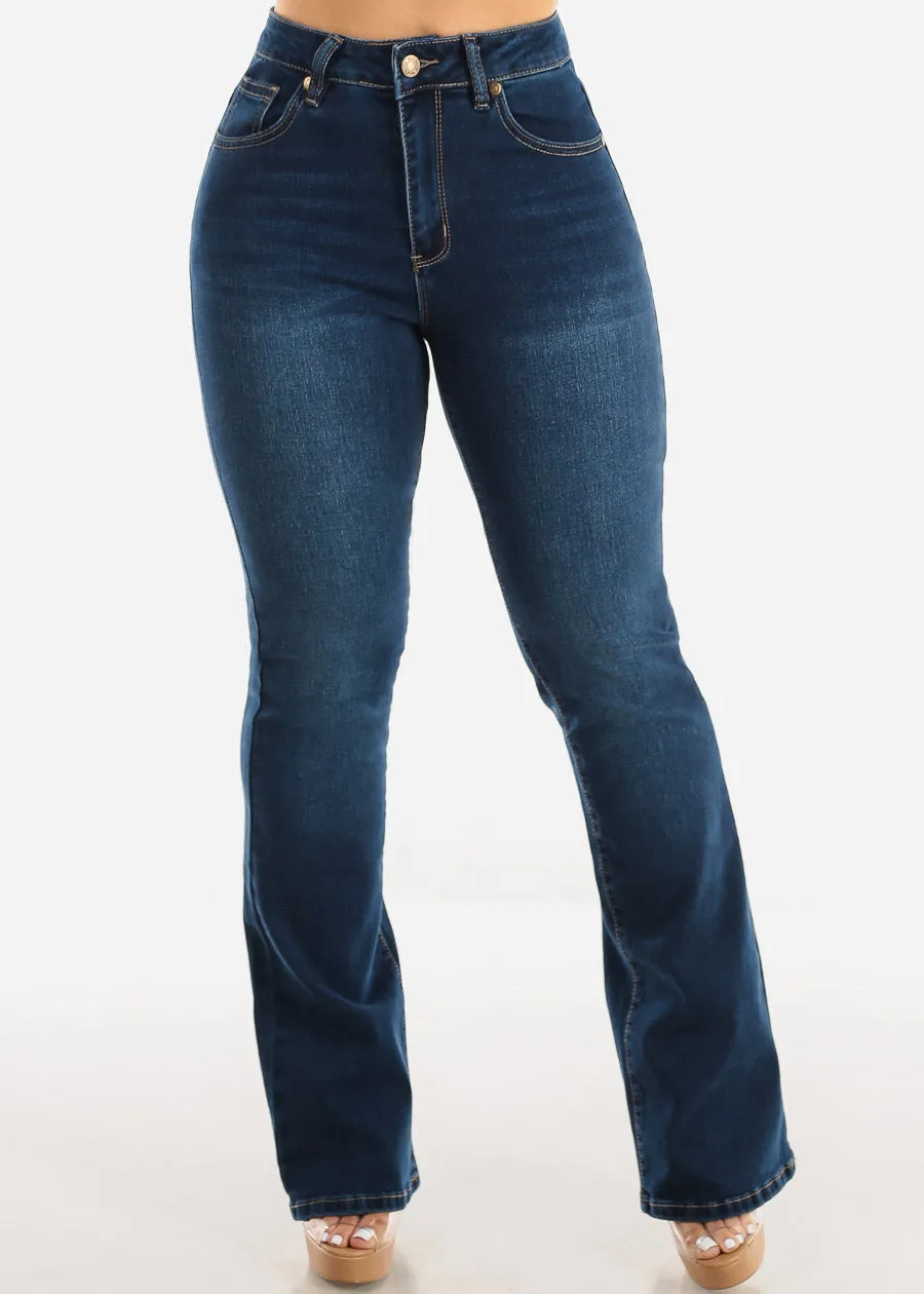 Classic One Button Butt Lifting Bootcut Jeans Dark Blue sold by Moda product image thumbnail 3