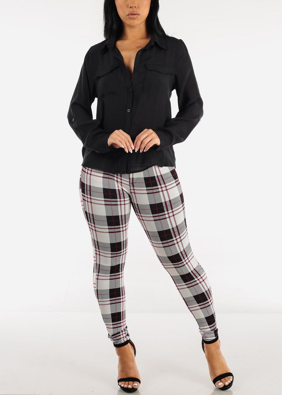 Black Button Down Collared Long Sleeve Blouse sold by Moda product image thumbnail 2