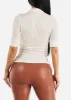 White Quarter Sleeve Ruched Collared Blouse sold by Moda