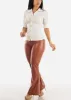 White Quarter Sleeve Ruched Collared Blouse sold by Moda
