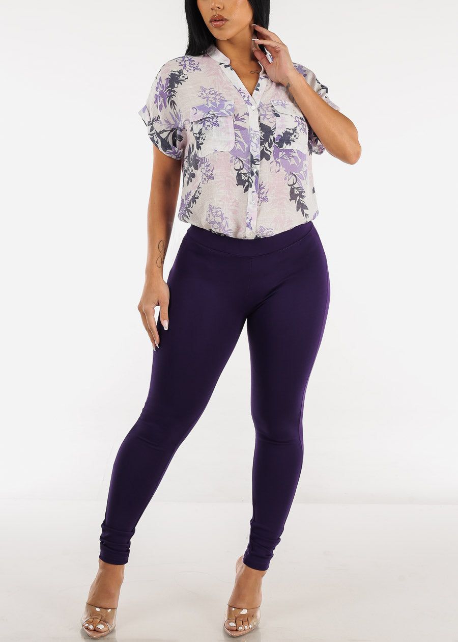 Low Rise Butt Lifting Skinny Pants Purple sold by Moda product image thumbnail 2