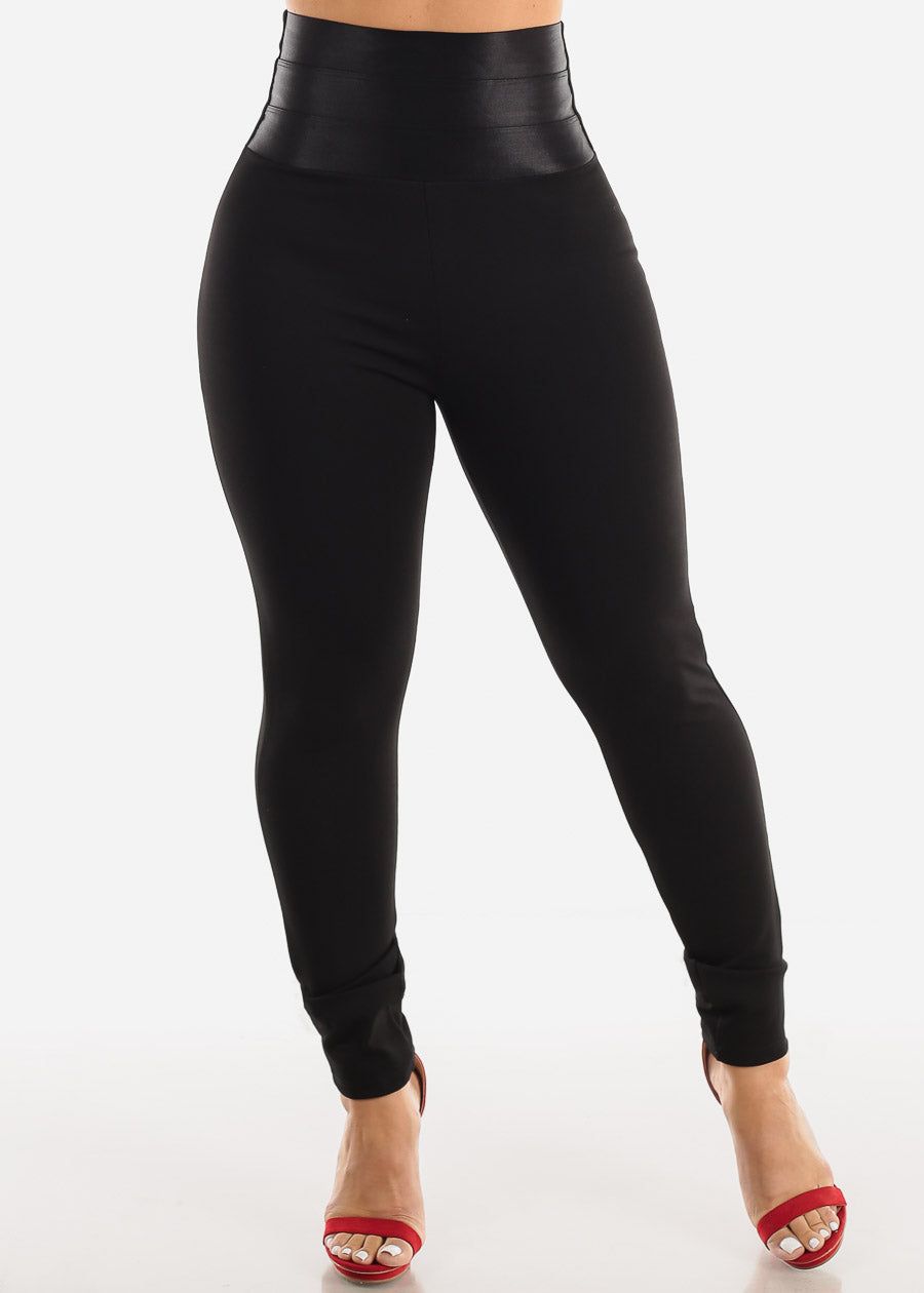 Black Ultra High Thick Waist Tummy Control Skinny Pants sold by Moda