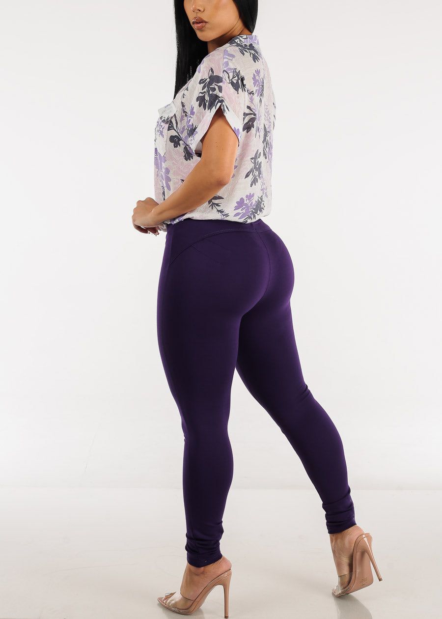 Low Rise Butt Lifting Skinny Pants Purple sold by Moda product image thumbnail 6
