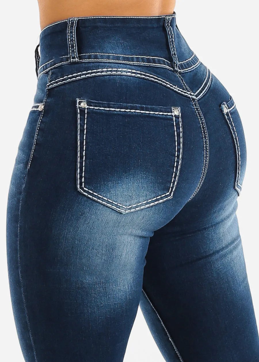 High Waisted Levantacola Dark Blue Bootcut Jeans sold by Moda product image thumbnail 5