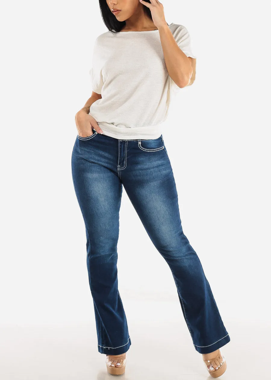 High Waisted Levantacola Dark Blue Bootcut Jeans sold by Moda product image thumbnail 2