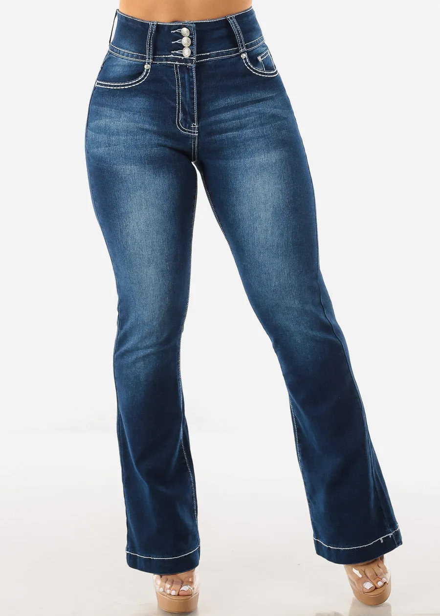 High Waisted Levantacola Dark Blue Bootcut Jeans sold by Moda product image thumbnail 3