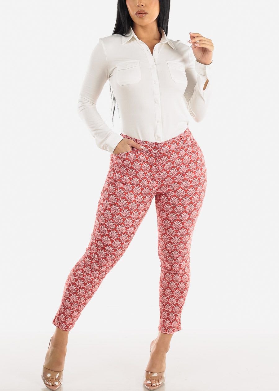 Mid Rise Printed Ankle Length Dressy Pants Rust sold by Moda product image thumbnail 2